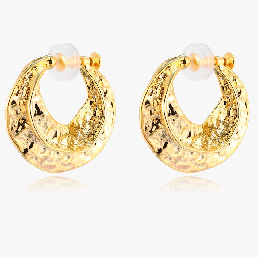 A관 - 메탈 텍스처 볼드 링 귀찌 귀걸이 [EJ-61] 25.12-3