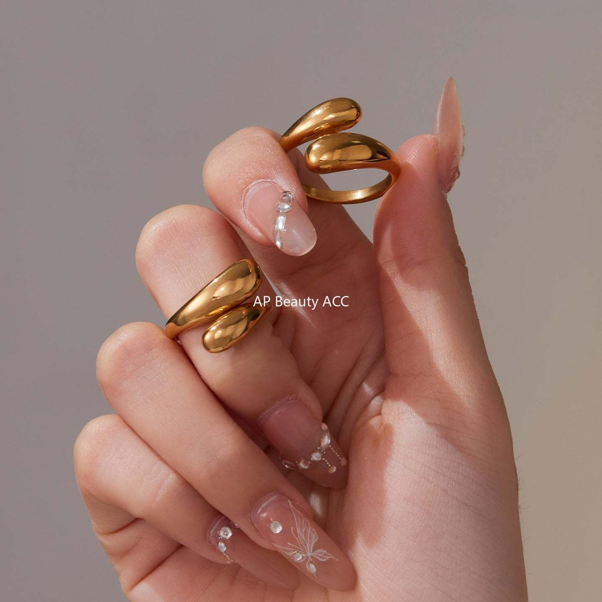 D관 - 스테인리스 스틸 기하학 라인 진주 오픈형 반지 [A388-A645] 25.09-4