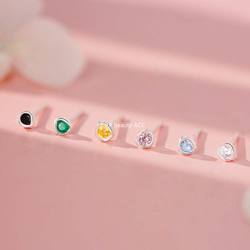 B관 - 999 실버 컬러 큐빅 스터드 귀걸이 [YC10043E] 25.12-1