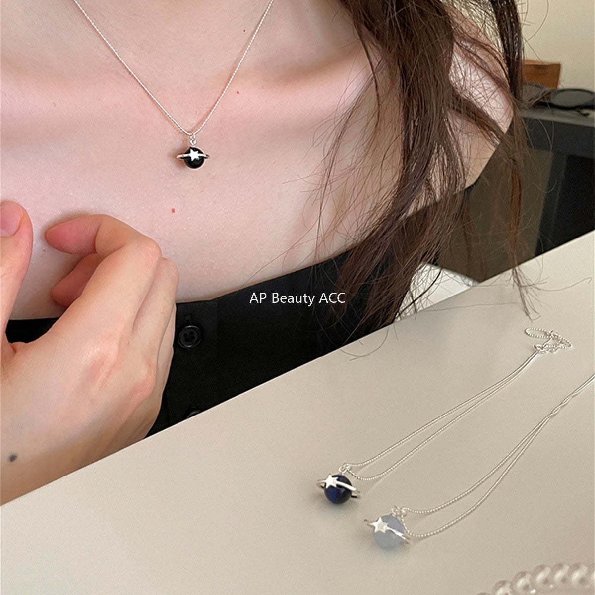 A관 - 925 실버 행성 별 천연석 펜던트 목걸이 [XL-1208] 25.09-4