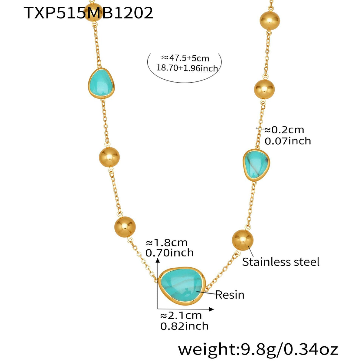 D관 - 컬러 레진 큐빅 하트 18K 도금 스테인리스 스틸 목걸이 팔찌 [TXP515] 25.12-2