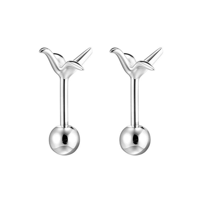 A관 - 925 실버 학 디자인 피어싱 귀걸이 [EH-4327] 25.12-1