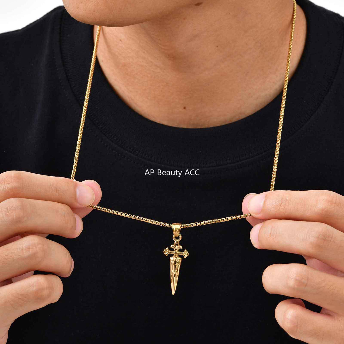 G관 - 스테인리스 검 모양 십자가 펜던트 목걸이 [PN-2241] 25.11-1