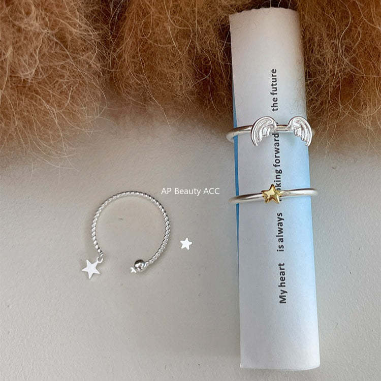 A관 - 925 실버 천사날개 별 디자인 오픈형 반지 [JZ-0717] 25.10-5