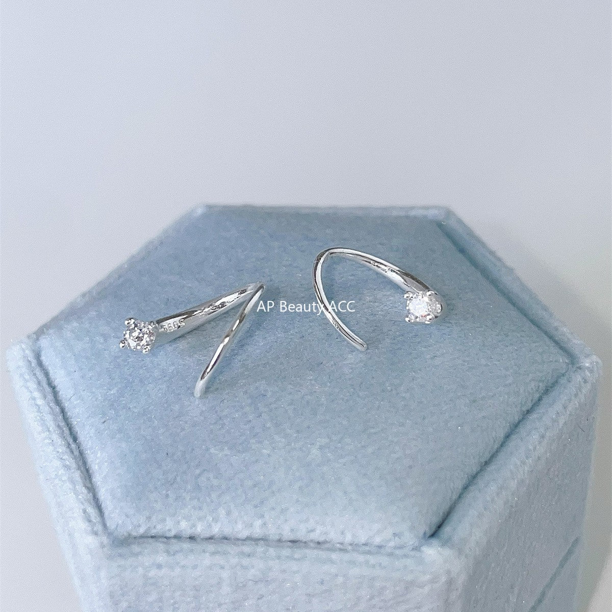 A관 - 999 실버 큐빅 나선형 스터드 귀걸이 [EH-4098] 25.10-1