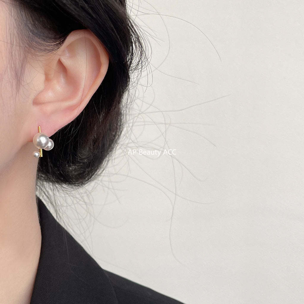 C관 - 개성 있는 작은 진주 기하학 14K 도금 인스타 감성 귀걸이 [3780] 24.04-3