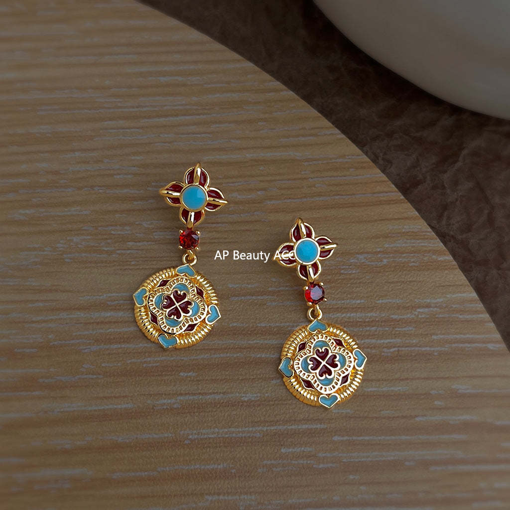 C관 - 925 은침 핸드페인팅 문양 귀걸이 [7038] 25.11-1