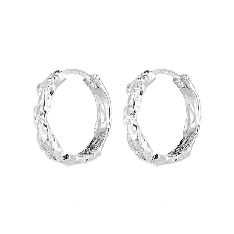 A관 - 비정형 텍스처 925 은침 링 귀걸이 [EH-4315] 25.12-2