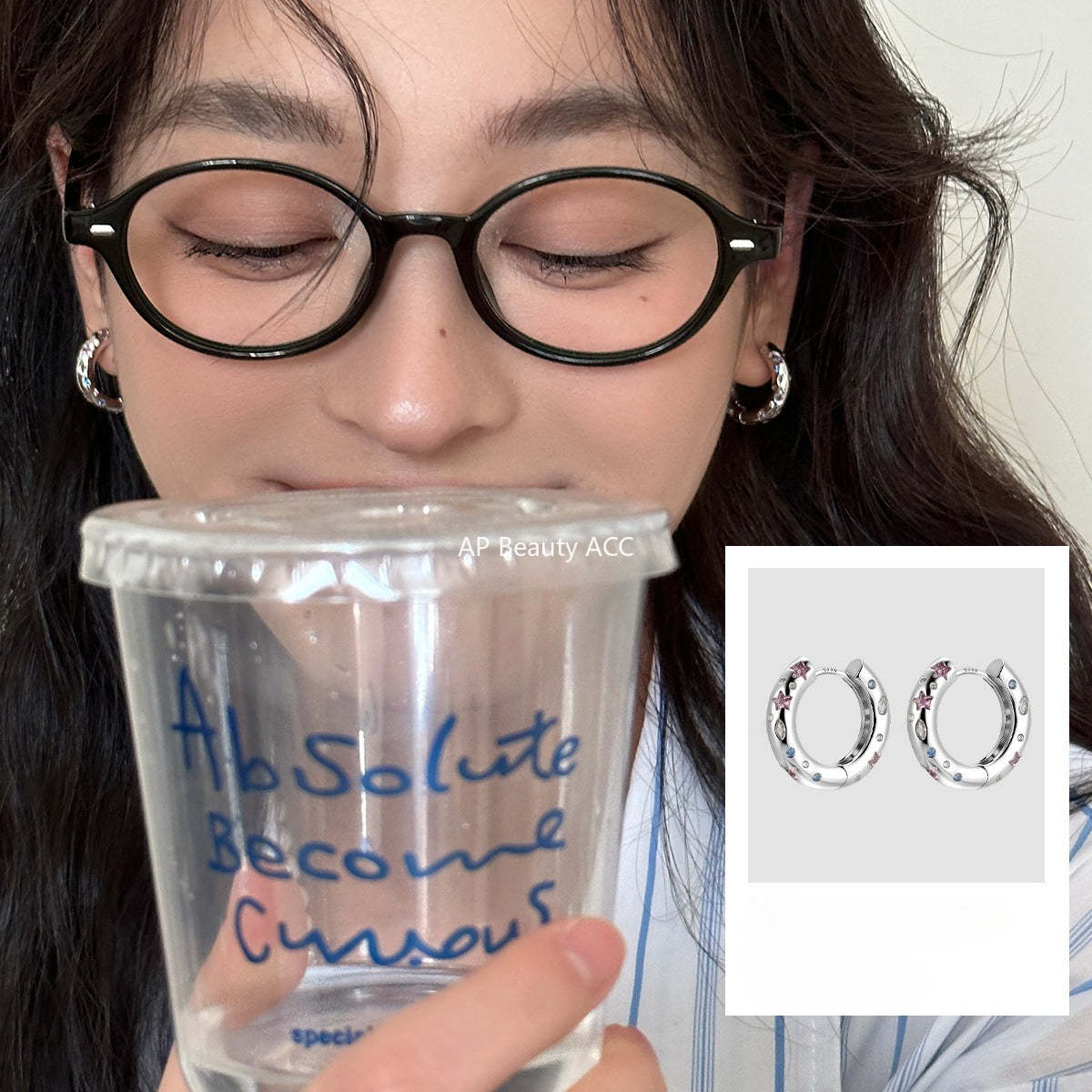 A관 - 별 큐빅 925 은침 링 후프 귀걸이 [EH-4135] 25.12-2