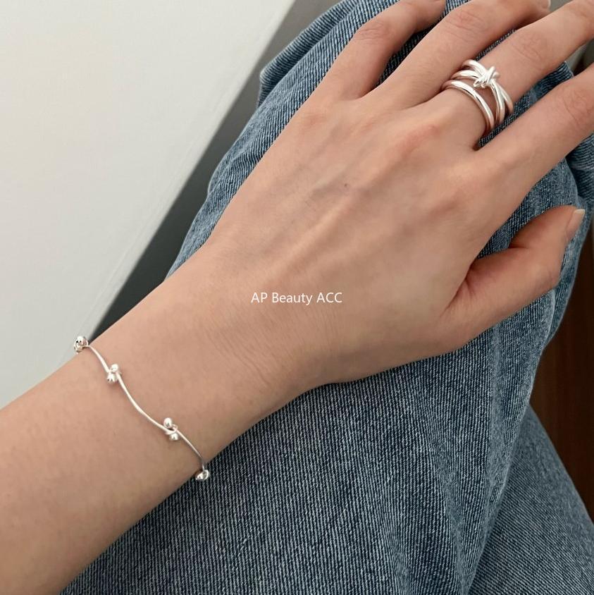 F관 - 925 실버 폴딩 라인 비즈 팔찌 [A312] 25.12-1