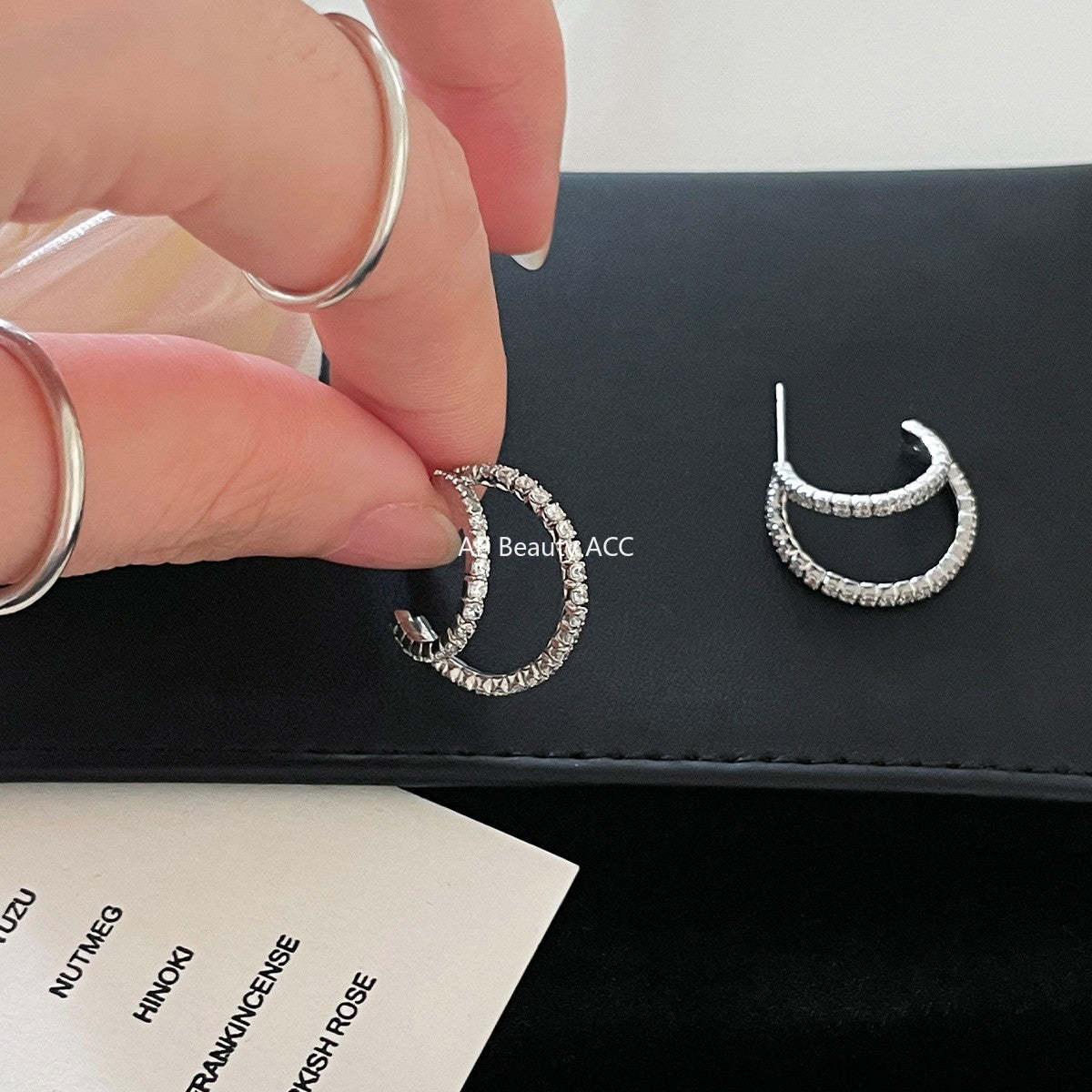 A관 - 925 은침 더블 라인 풀큐빅 스터드 귀걸이 [EH-4121] 25.10-5