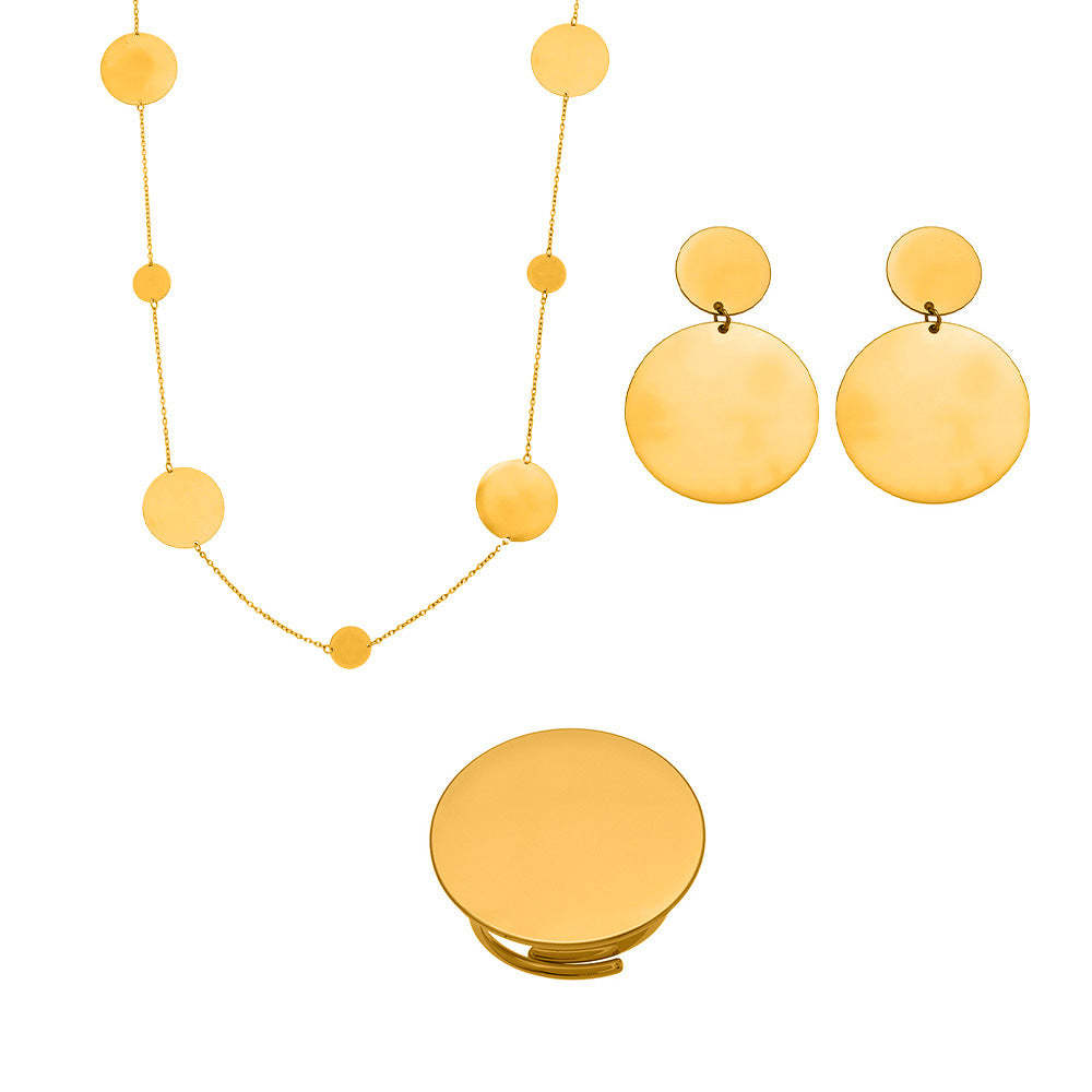 D관 - 스테인리스 18K 도금 원형 링 목걸이 귀걸이 반지 [TXP458] 25.10-5