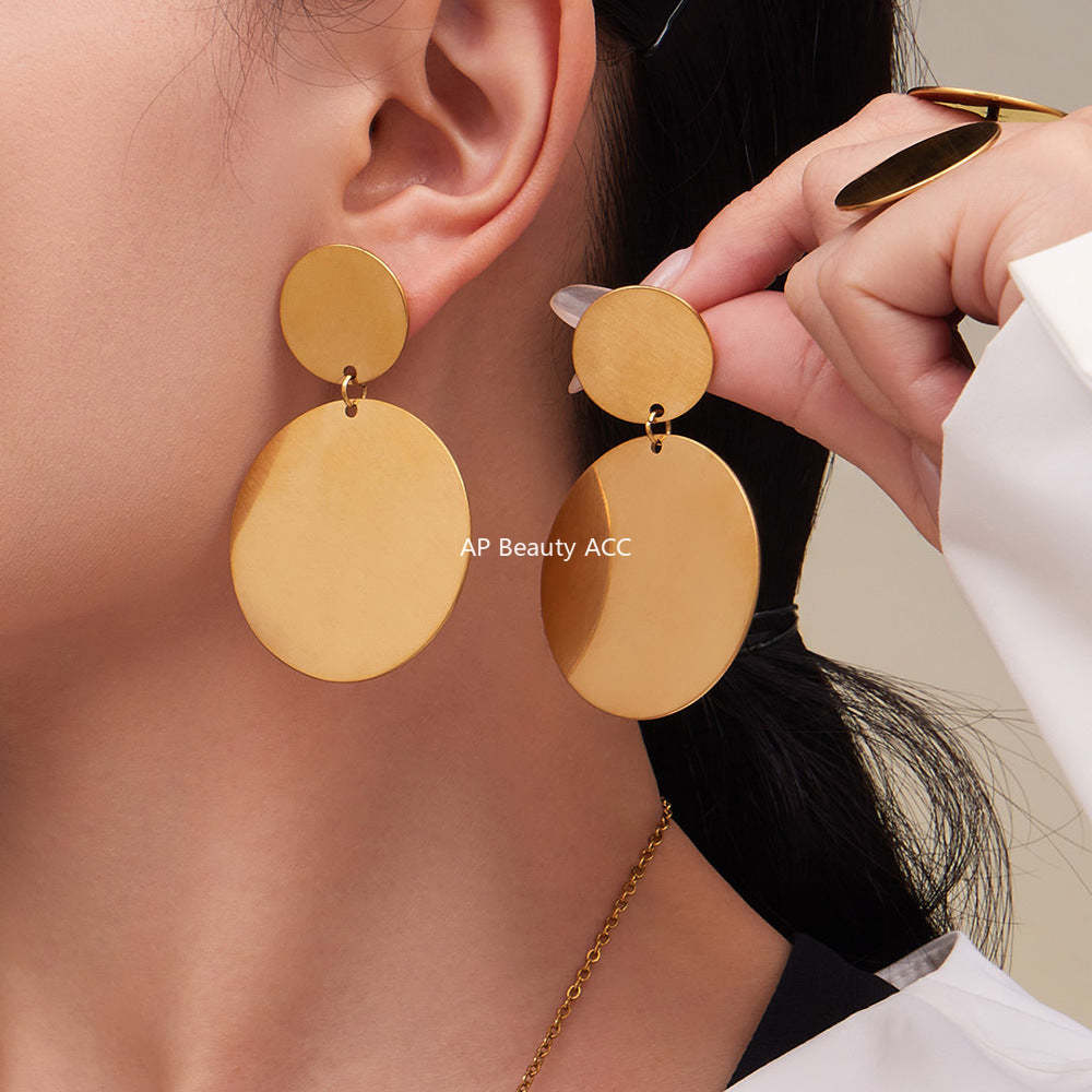 D관 - 스테인리스 18K 도금 원형 링 목걸이 귀걸이 반지 [TXP458] 25.10-5