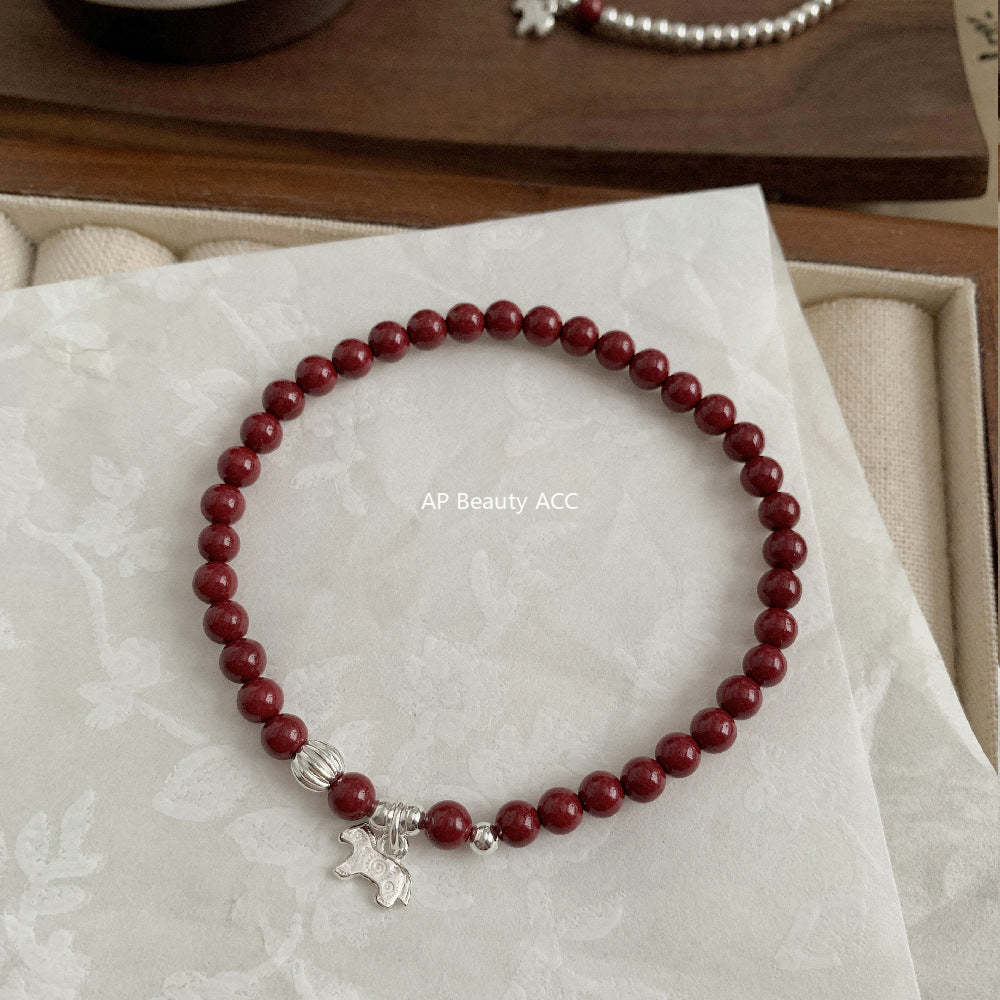 A관 - 말 펜던트 자금사 비즈 핸드메이드 925 실버 팔찌 [1640-1641] 25.12-3