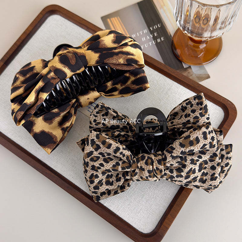 E관 - 레오파드 패턴 리본 디자인 집게핀 [27689] 25.11-3