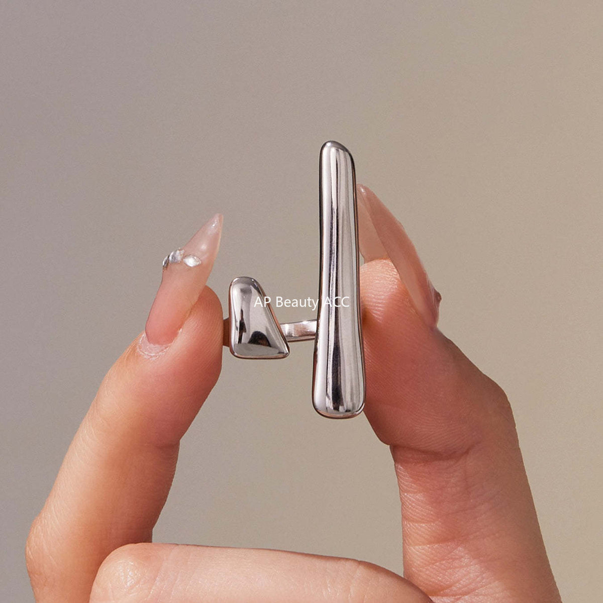 D관 - 스테인리스 스틸 기하학 디자인 오픈형 반지 [A080] 25.09-4