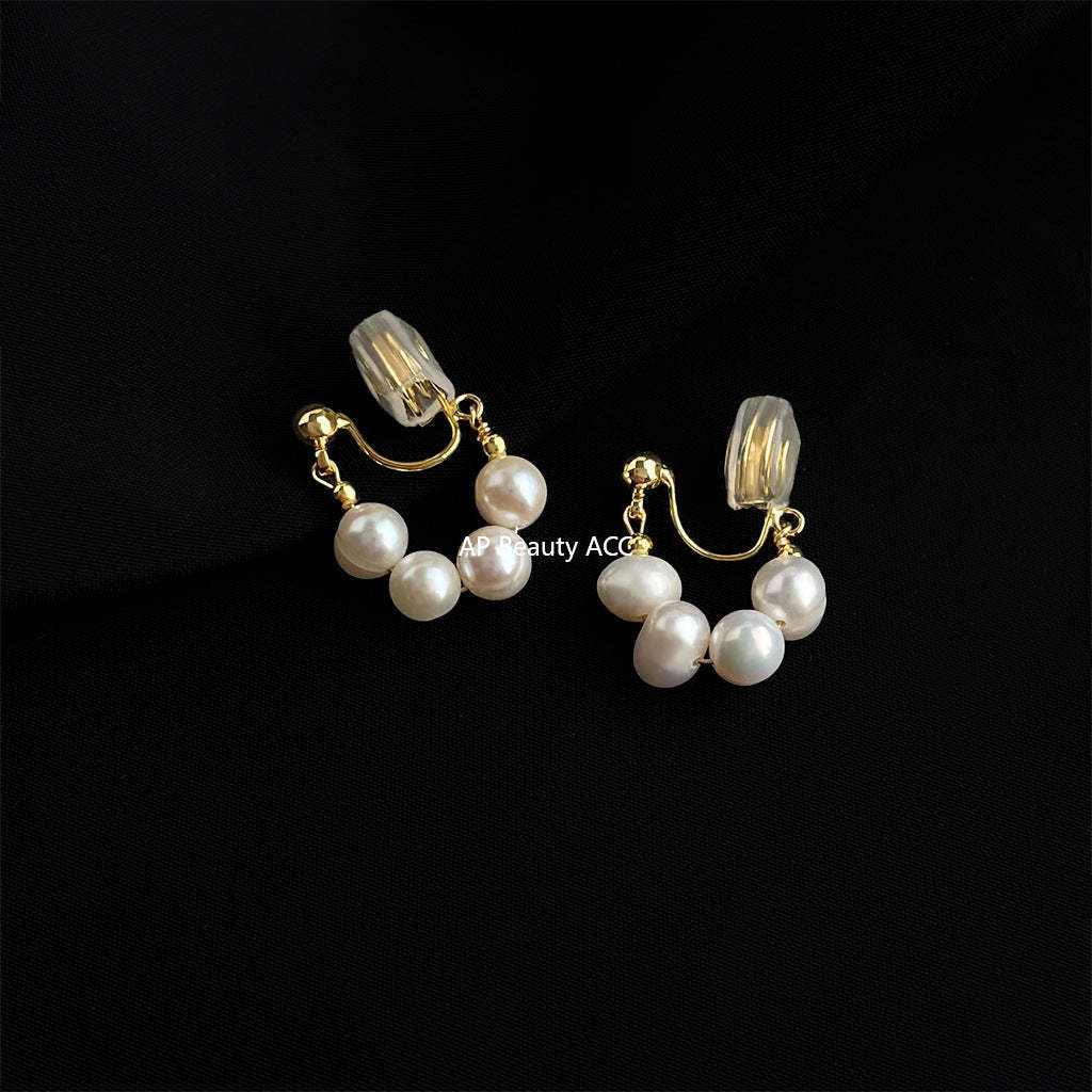 C관 - 담수 진주 골드 도금 나선형 이어커프 귀걸이 [EJ0203P] 25.02-3