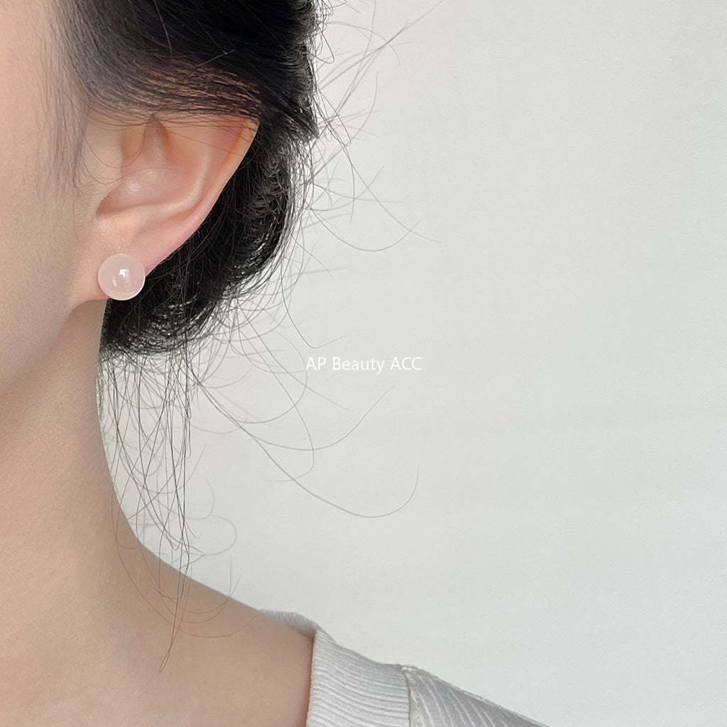 C관 - 백마노 천연석 은침 귀걸이 간결하고 고급스러운 귀걸이 [3828-3830] 24.04-3