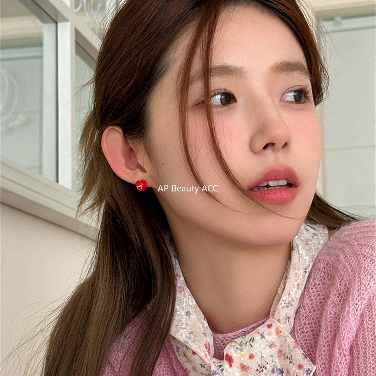 A관 - 925 은침 레드 애플 하트 귀걸이 [EH-3730] 25.06-4