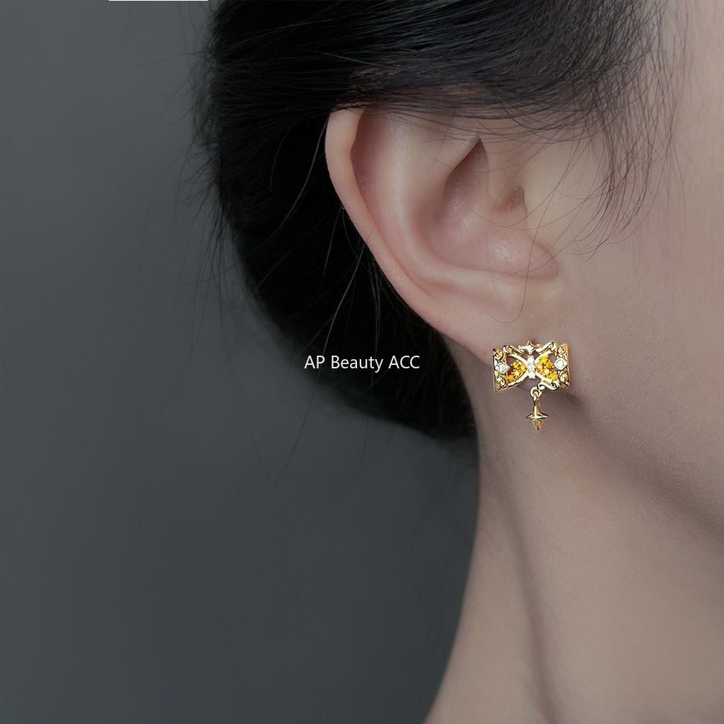 C관 - 925 은침 별 모래시계 디자인 큐빅 귀걸이 [6907] 25.10-2