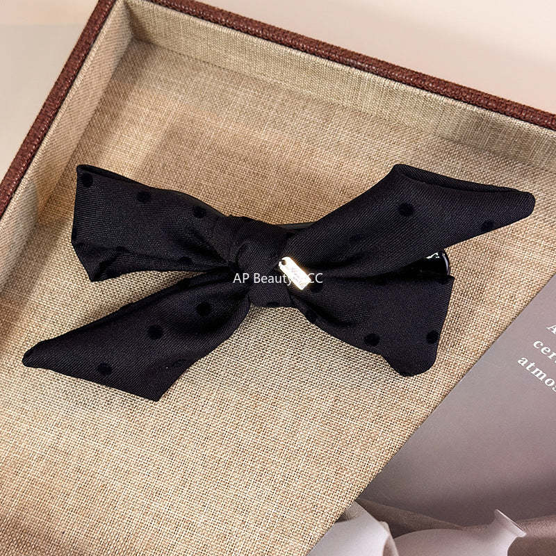 E관 - 체크 도트 리본 골드 포인트 집게핀 [27749] 25.12-1