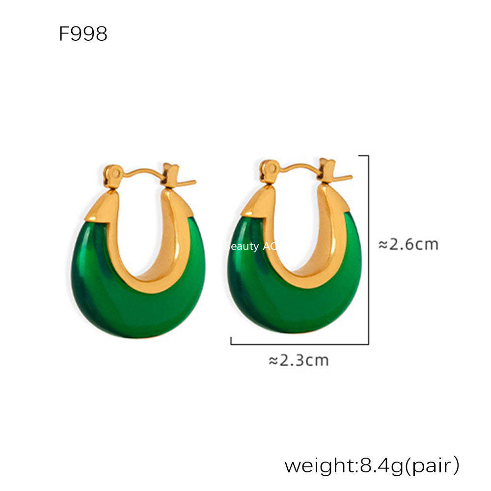 D관 - 스테인리스 스틸 캔디 컬러풀 레진 귀걸이 [F854] 24.12-4