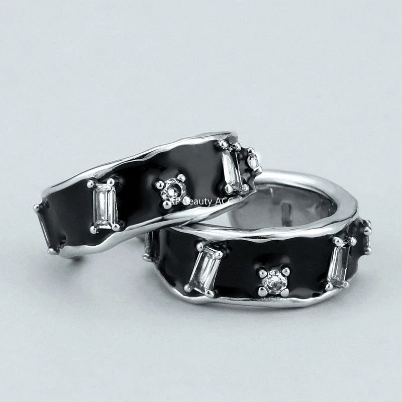 G관 - 블랙 크리스탈 큐빅 남성용 이어커프 귀걸이 [ER866] 25.10-3