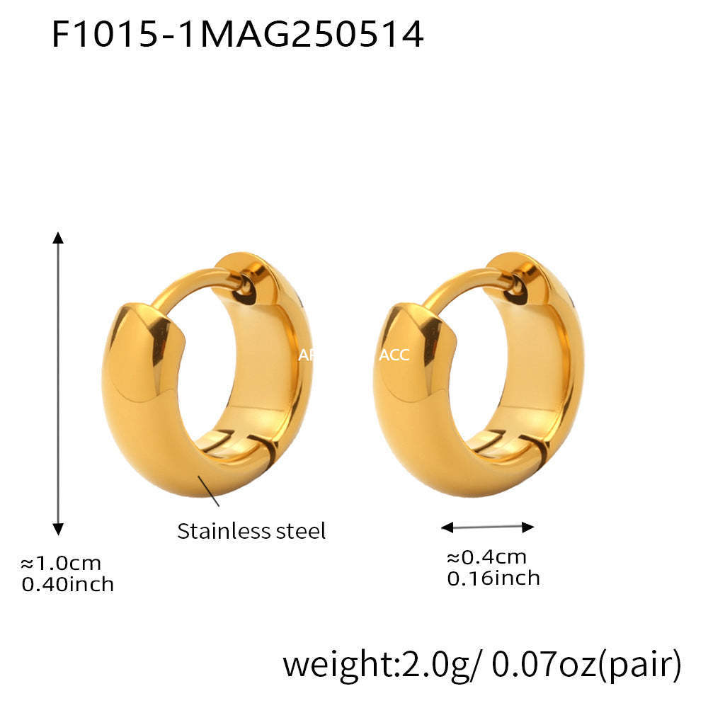 D관 - 투톤 원형 18K 도금 스테인리스 스틸 귀걸이 [F1015-F1098] 25.05-4