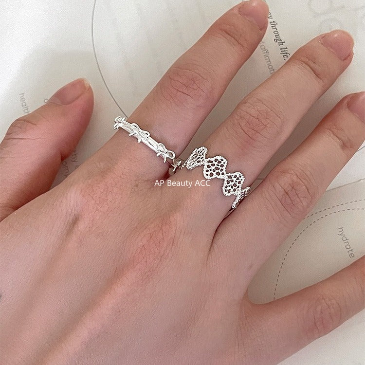 A관 - 925 실버 레이스 리본 디자인 오픈형 반지 [JZ-0726] 25.11-1