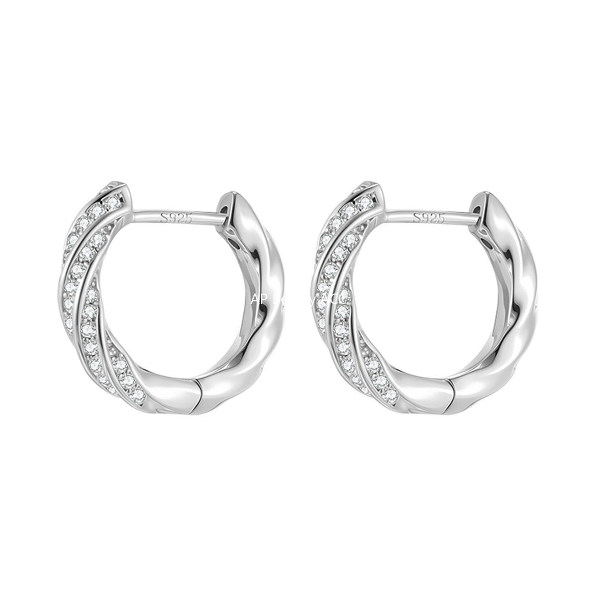 A관 - 925 은침 뫼비우스 큐빅 후프 귀걸이 [EH-4194] 25.10-3