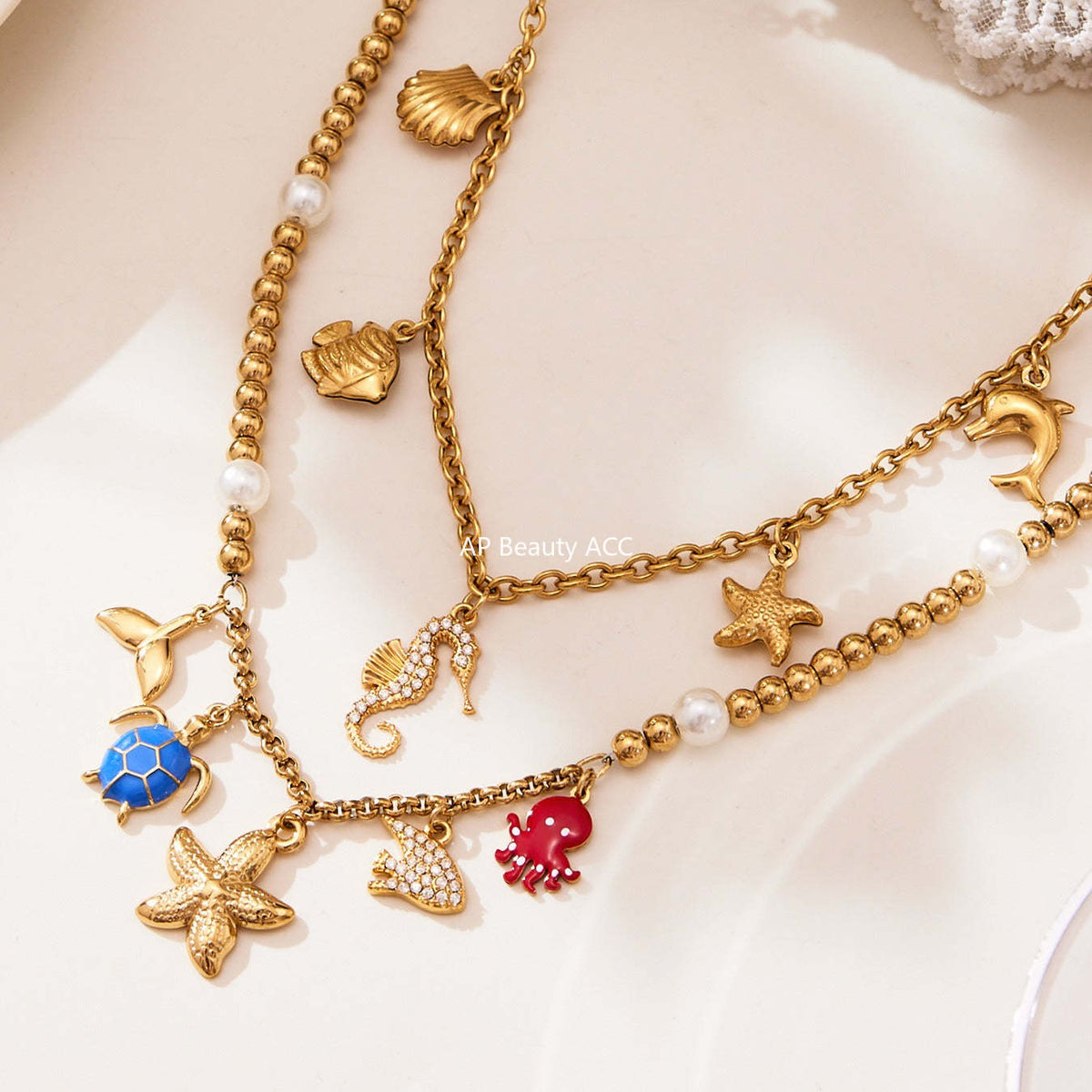 D관 - 스테인리스 스틸 해양생물 큐빅 펜던트 목걸이 팔찌 [TXP447] 25.10-4