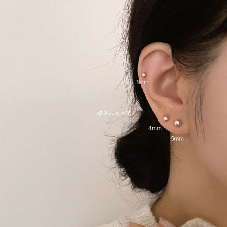 F관 - 925 실버 비즈 피어싱 귀걸이 [C876] 25.12-1