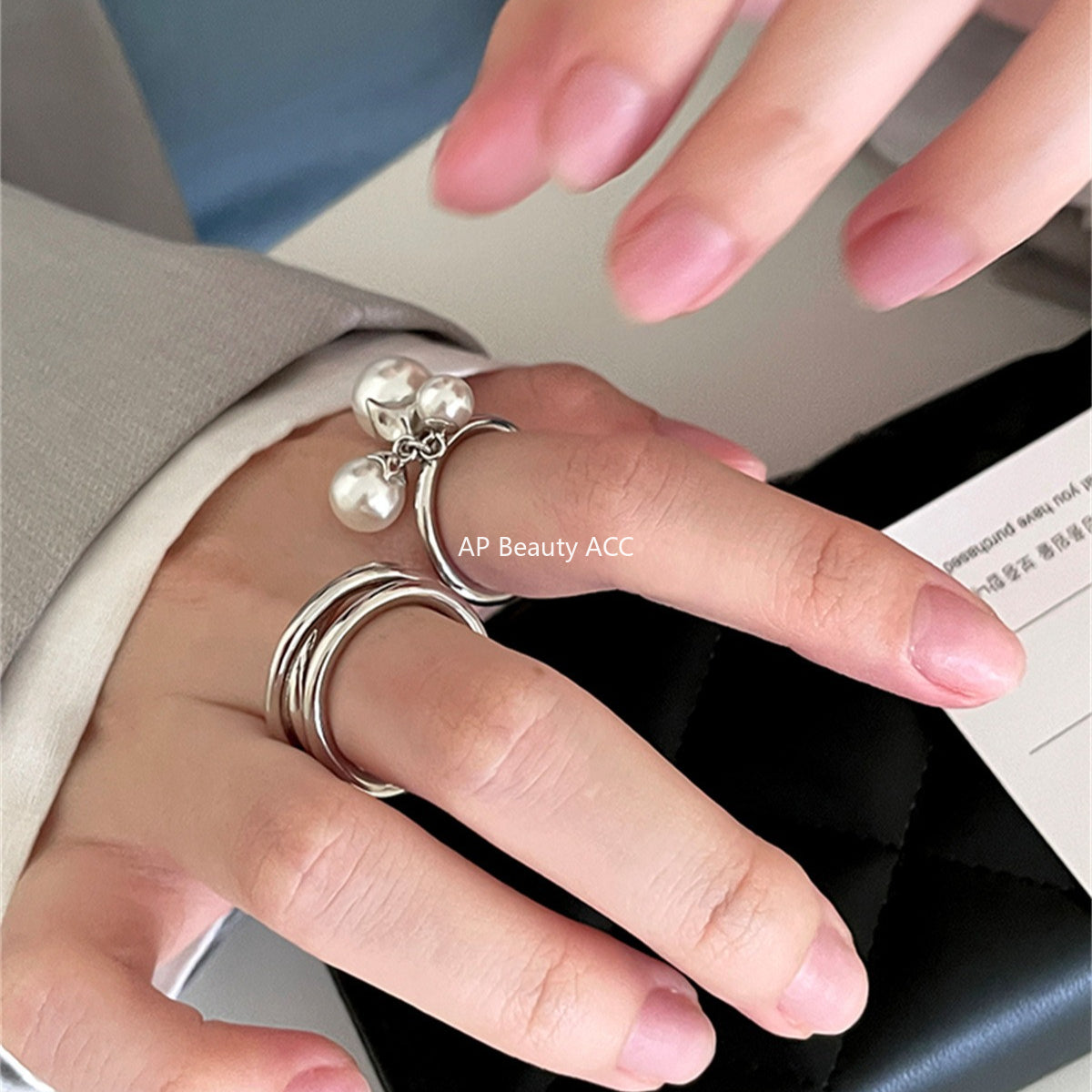 A관 - 925 실버 진주 레이어 반지 [JZ-0707] 25.10-3