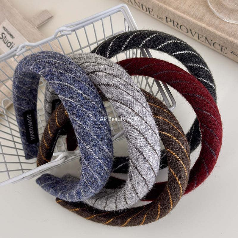 E관 - 니트 스트라이프 와이드 스펀지 머리띠 [27524] 25.09-4