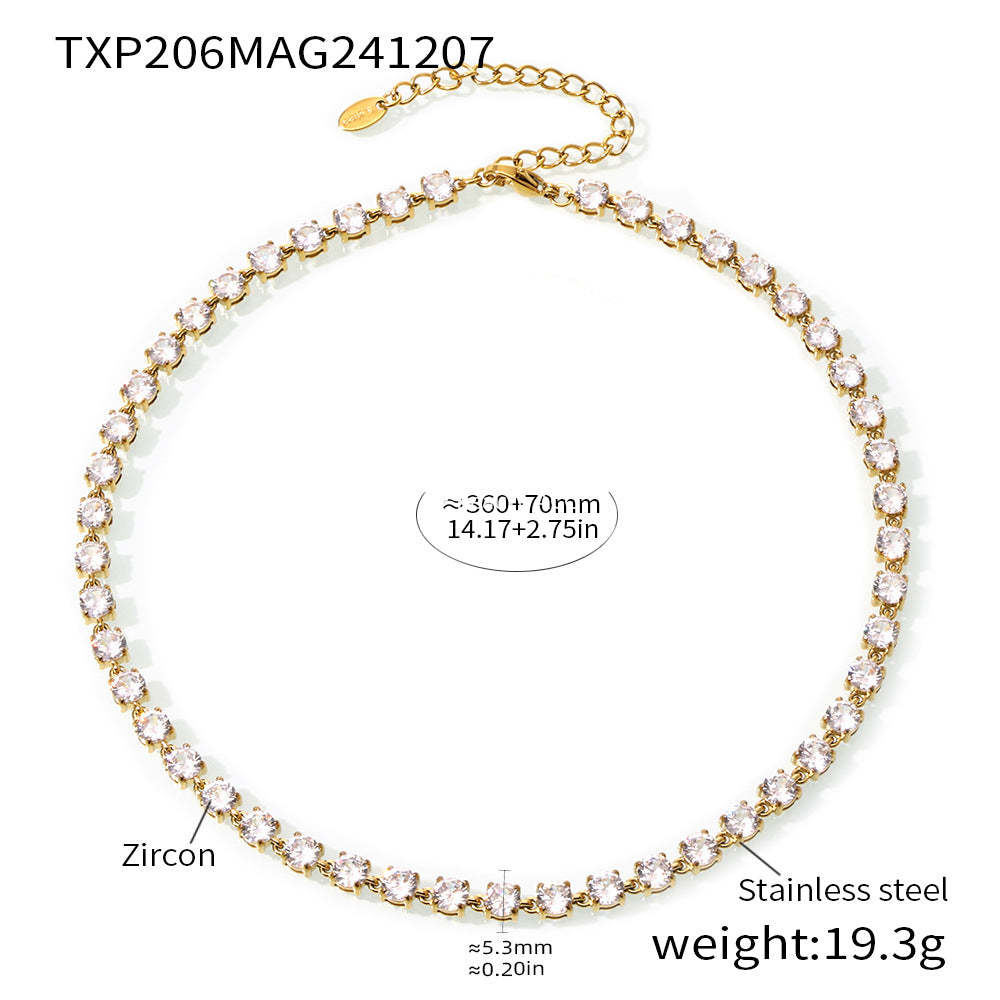 D관 - 18K 골드 도금 스테인리스 스틸 핸드메이드 5mm 컬러 큐빅 목걸이 팔찌 [TXP206-TXE206] 24.12-2