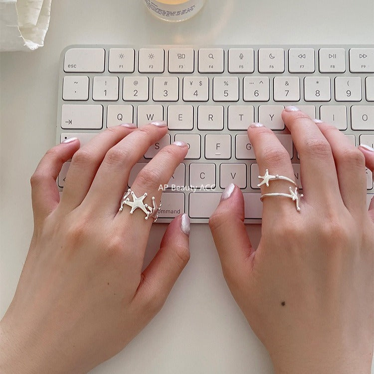 A관 - 925 실버 유니크 별 디자인 반지 [JZ-0716] 25.11-1