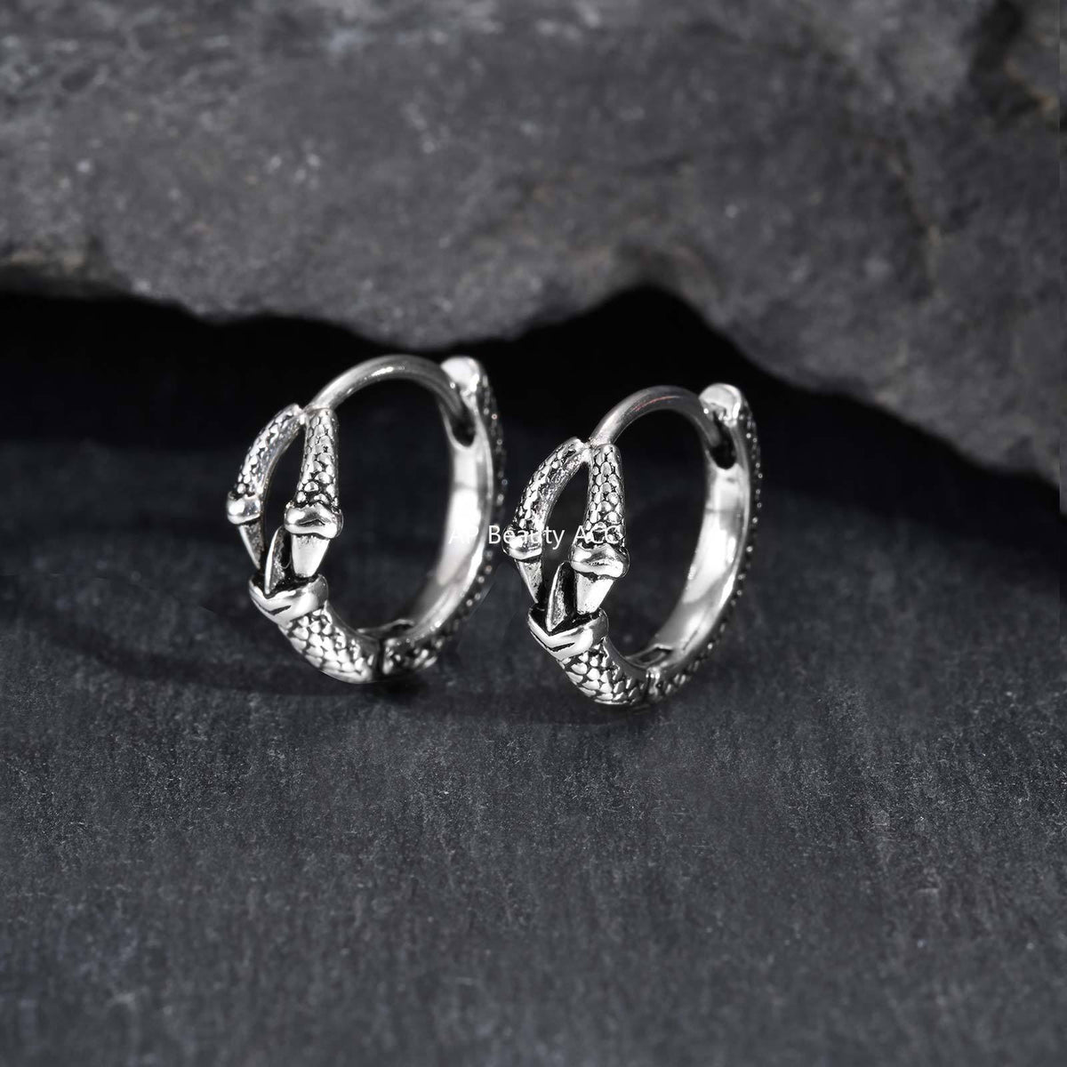 G관 - 스테인리스 스틸 뱀 형상 링 귀걸이 [EH-837S] 25.12-2