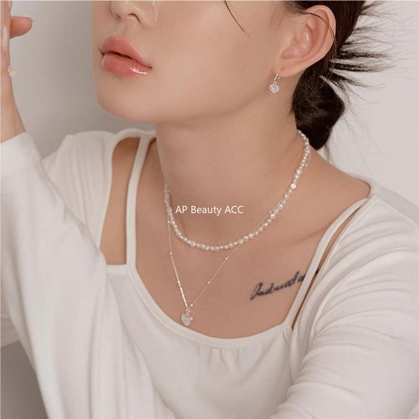 F관 - 925 실버 하트 AB 컬러 큐빅 귀걸이 [C1059] 25.09-4