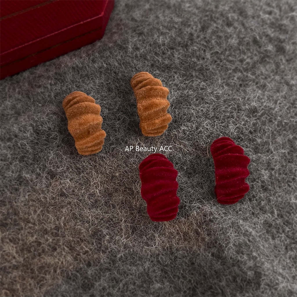 C관 - 벨벳 주름 패턴 C형 925 은침 귀걸이 [7132-7133] 25.11-3