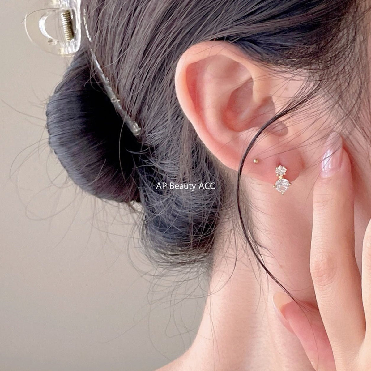 F관 - 925 실버 큐빅 디자인 링 귀걸이 [C1419] 25.11-1