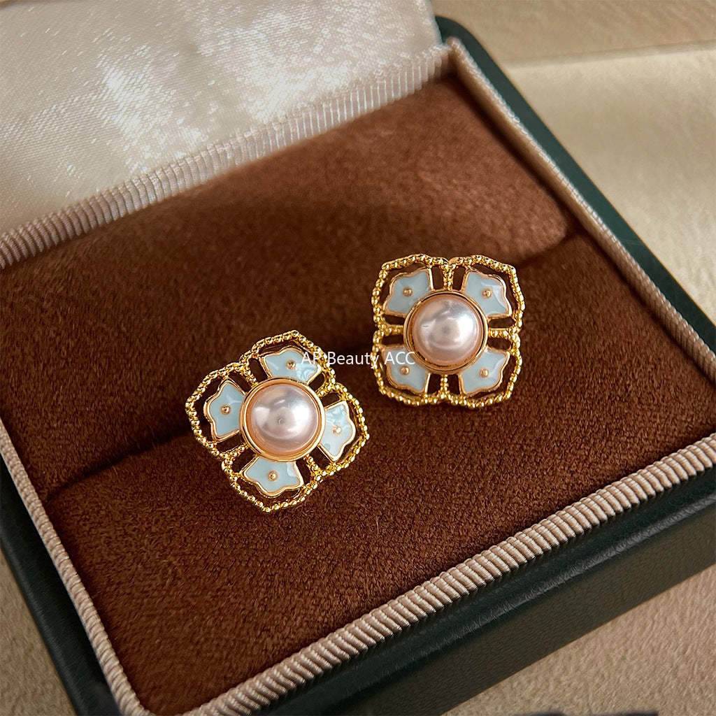 C관 - 문양 패턴 진주 925 은침 귀걸이 [7151] 25.12-1