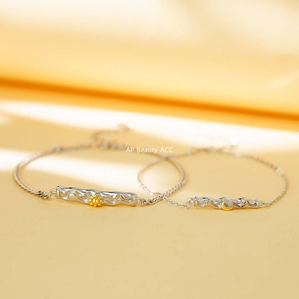 B관 - 925실버 용암 텍스처 달 별 커플 팔찌 [YC5153SL_1] 25.11-4