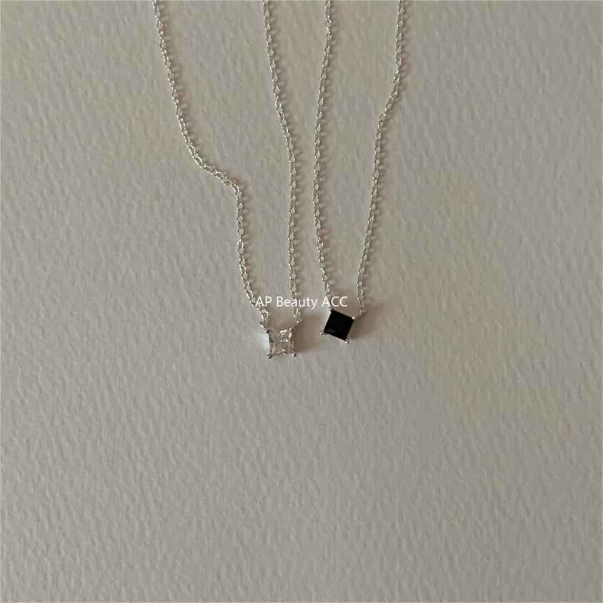 F관 - 925 실버 사각 큐빅 펜던트 목걸이 [B1197] 25.12-2
