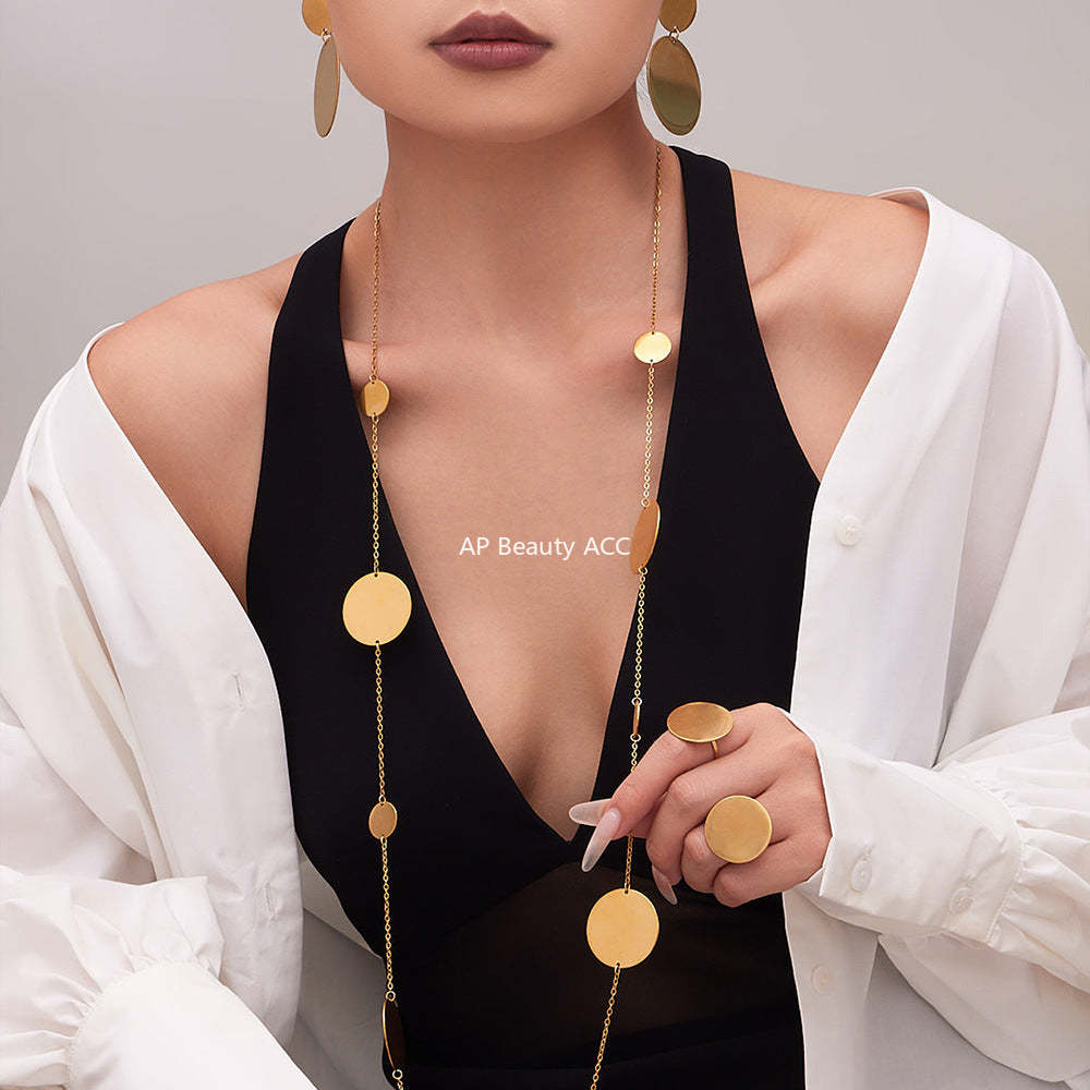 D관 - 스테인리스 18K 도금 원형 링 목걸이 귀걸이 반지 [TXP458] 25.10-5