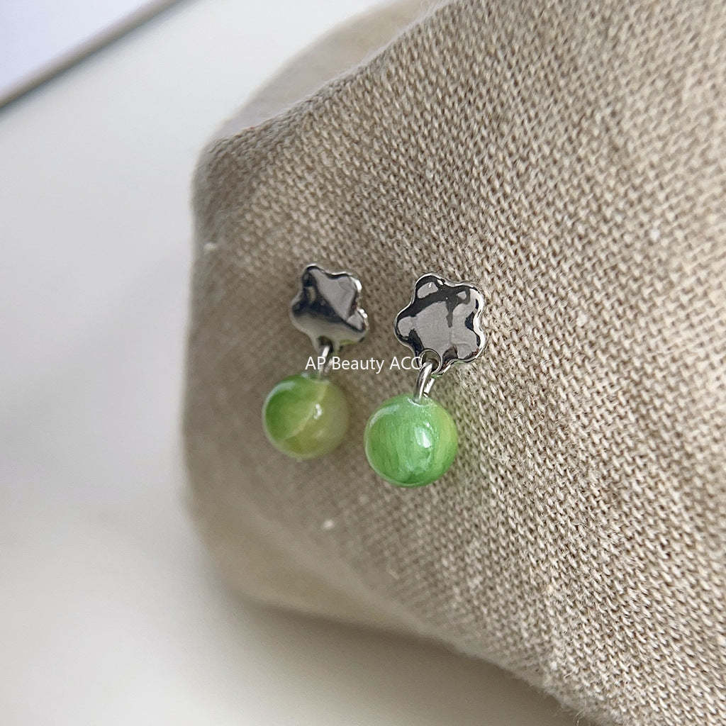 C관 - 여름 새싹 디자인 숲 속 스타일 천연석 기하학 귀걸이 [3856] 24.04-3