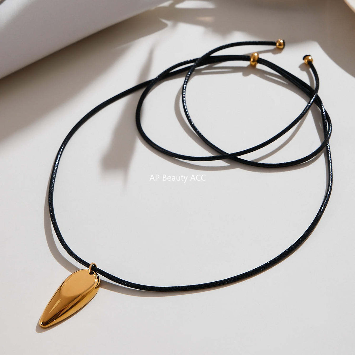 D관 - 스테인리스 스틸 왁스끈 물방울 펜던트 롱 목걸이 귀걸이 [TXP428-TXF428] 25.10-2