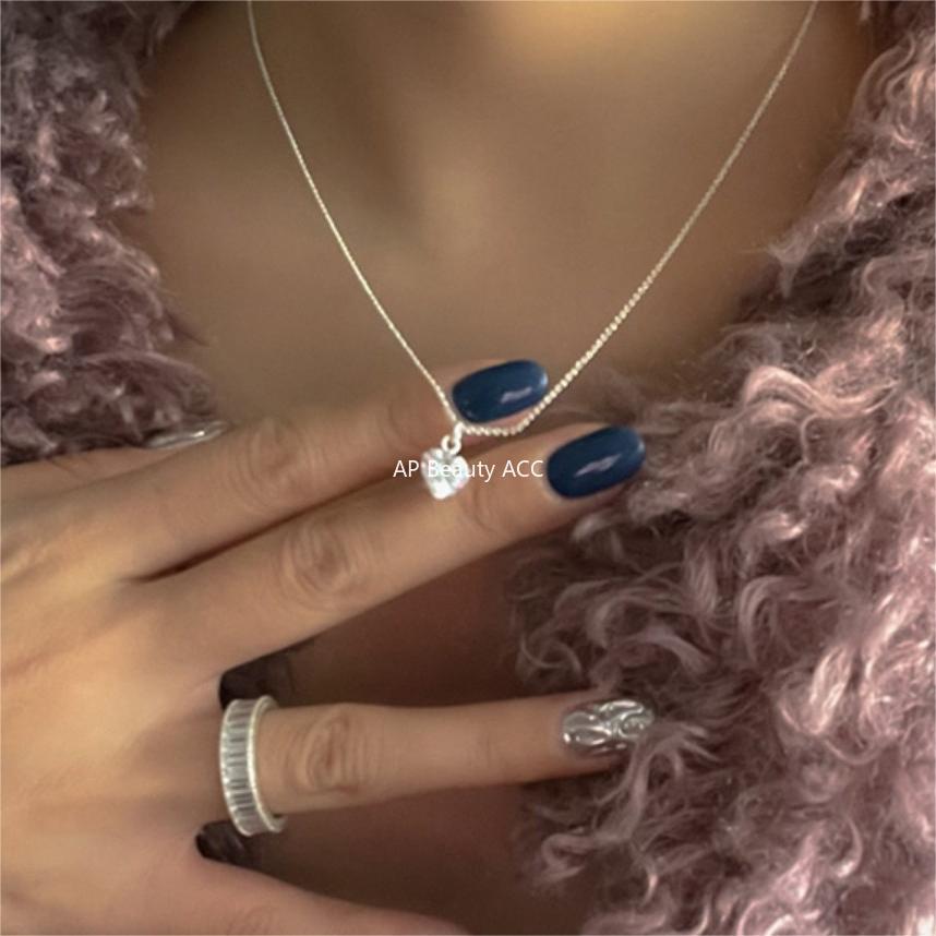 F관 - 925 실버 하트 큐빅 펜던트 목걸이 [B1209] 25.10-1