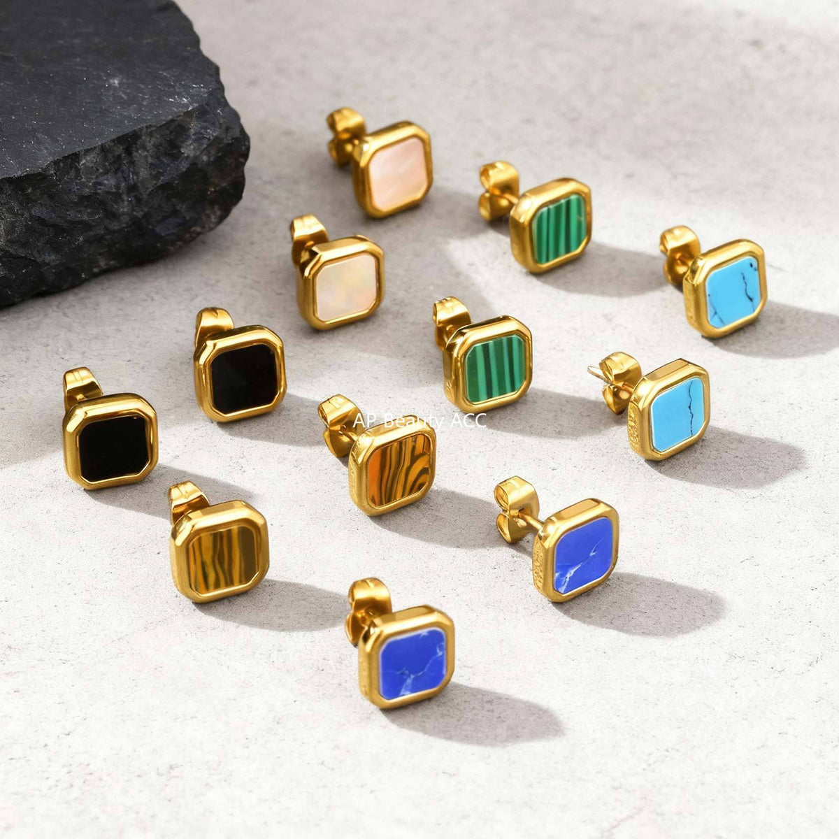 G관 - 스테인리스 스틸 심플 사각 모양 귀걸이 [ES-728] 25.12-2