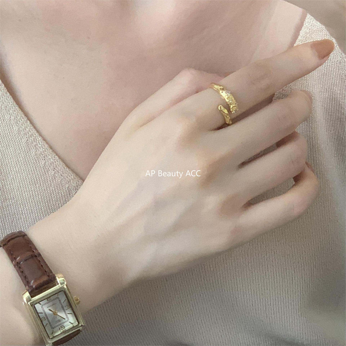 F관 - 925 실버 비정형 큐빅 오픈형 반지 [J1269] 25.12-2