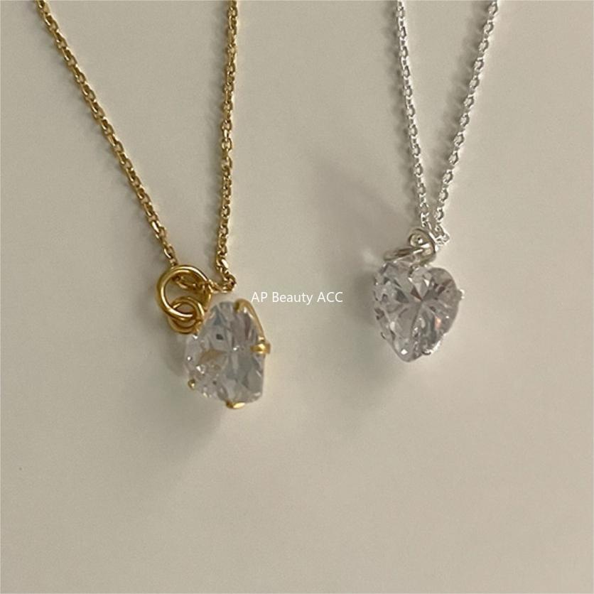 F관 - 925 실버 하트 큐빅 펜던트 목걸이 [B1209] 25.10-1